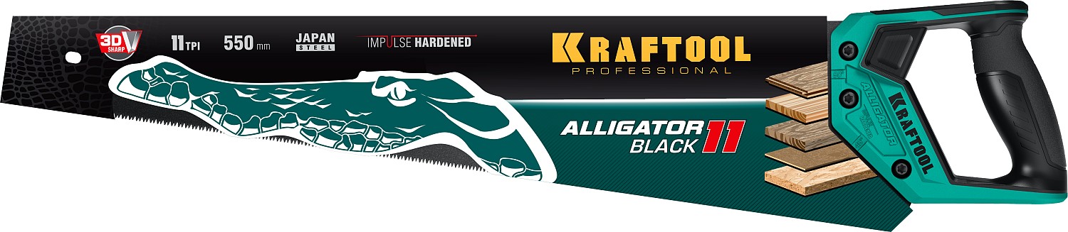 KRAFTOOL Alligator Black 11 550 мм, Ножовка для точного реза (15205-55)