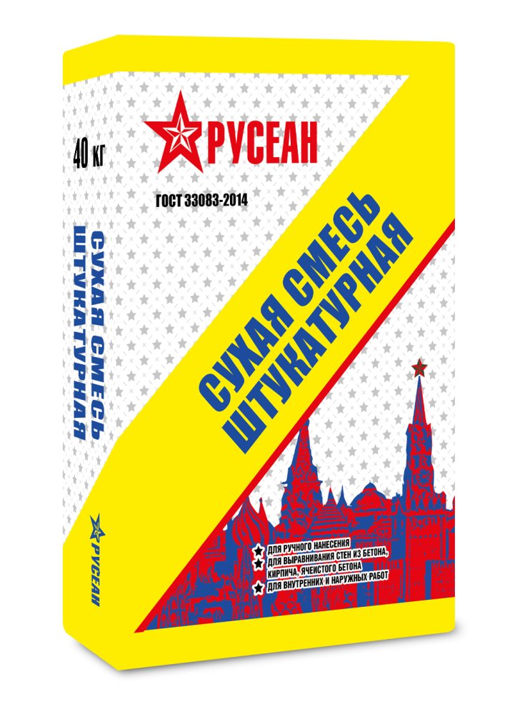 Штукатурная сухая смесь модифицированная Русеан 40 кг