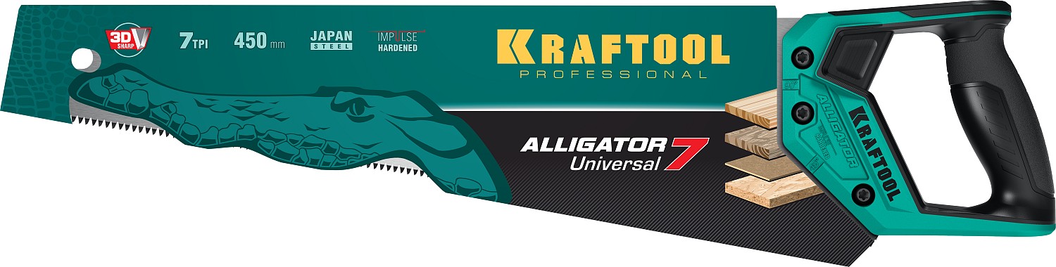 KRAFTOOL Alligator Universal 7 450 мм, Универсальная ножовка (15004-45)