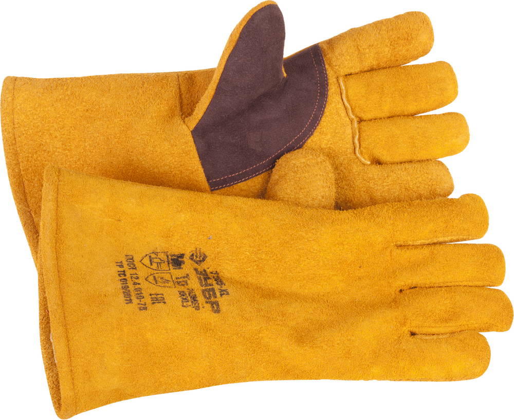 ЗУБР 350 мм, для сварки и тяжелых механических работ, утепленные спилковые, термостойкие краги (11335-XL)