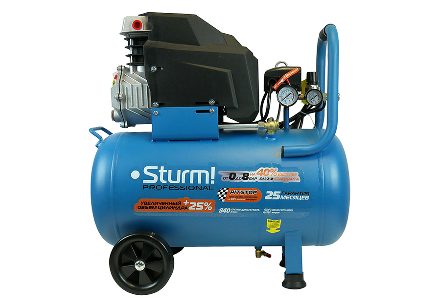 Компрессор воздушный масляный Sturm! AC93150P, 2кВт, 340л/мин, ресивер 50л, Professional