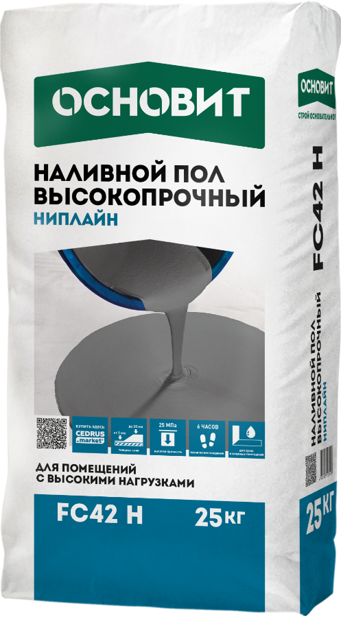 НАЛИВНОЙ ПОЛ ВЫСОКОПРОЧНЫЙ ОСНОВИТ НИПЛАЙН FC42 H 25 кг