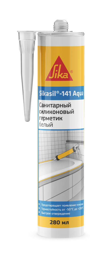 Силиконовый санитарный герметик Sikasil®-141 Aqua белый белый 280 мл
