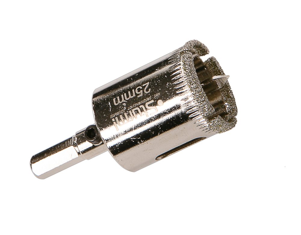 Коронка алмазн. По керам. Плитке и стеклу 25 х 55 мм, с центрир. Сверл. Sturm!