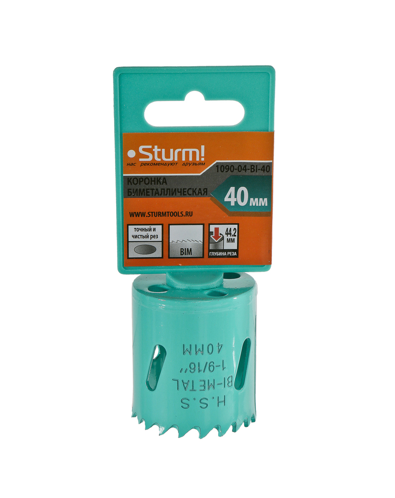 Коронка биметаллическая, 40 мм, 5/8", Sturm!