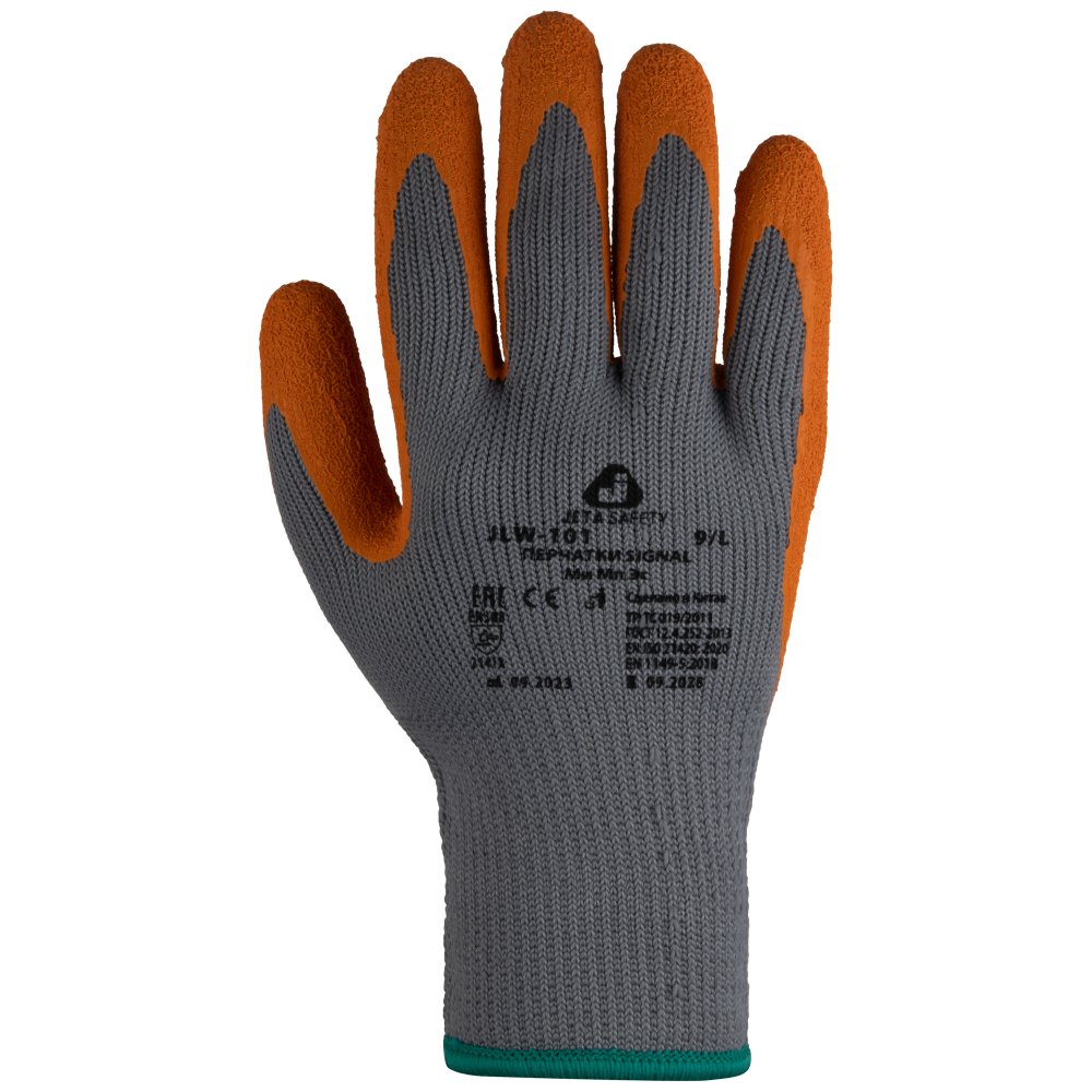 Signal Перчатки Jeta Safety трикотажные из синтетических нитей с начесом с латексным покрытием ладонной части JLW-101-L