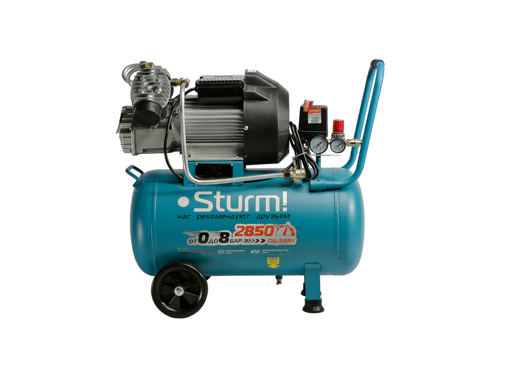 Компрессор воздушный масляный Sturm! AC93250, 2,4кВт,410л/мин, ресивер 50л, прямой привод