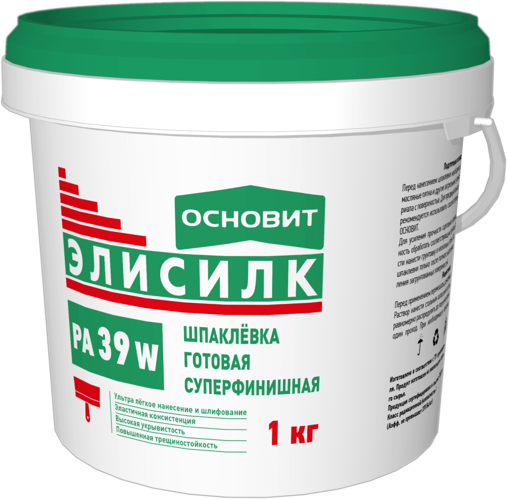 Шпаклевка готовая суперфинишная ОСНОВИТ ЭЛИСИЛК PA39 W 1 кг