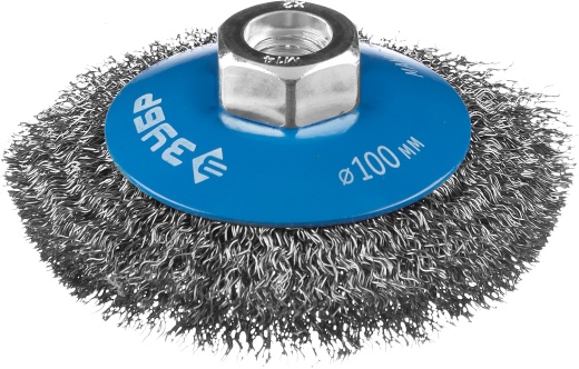 ЗУБР 100 мм, витая латунированная стальная проволока, 0.3 мм, щетка коническая , Профессионал (35265-100)