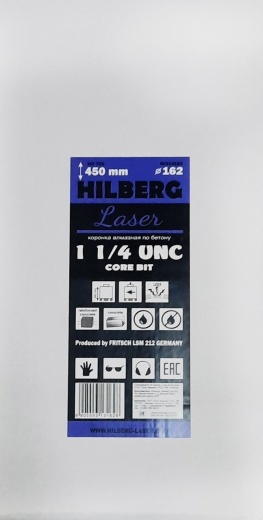 Коронка алмазная 162*450 Hilberg Laser 1 1/4 UNC HD720