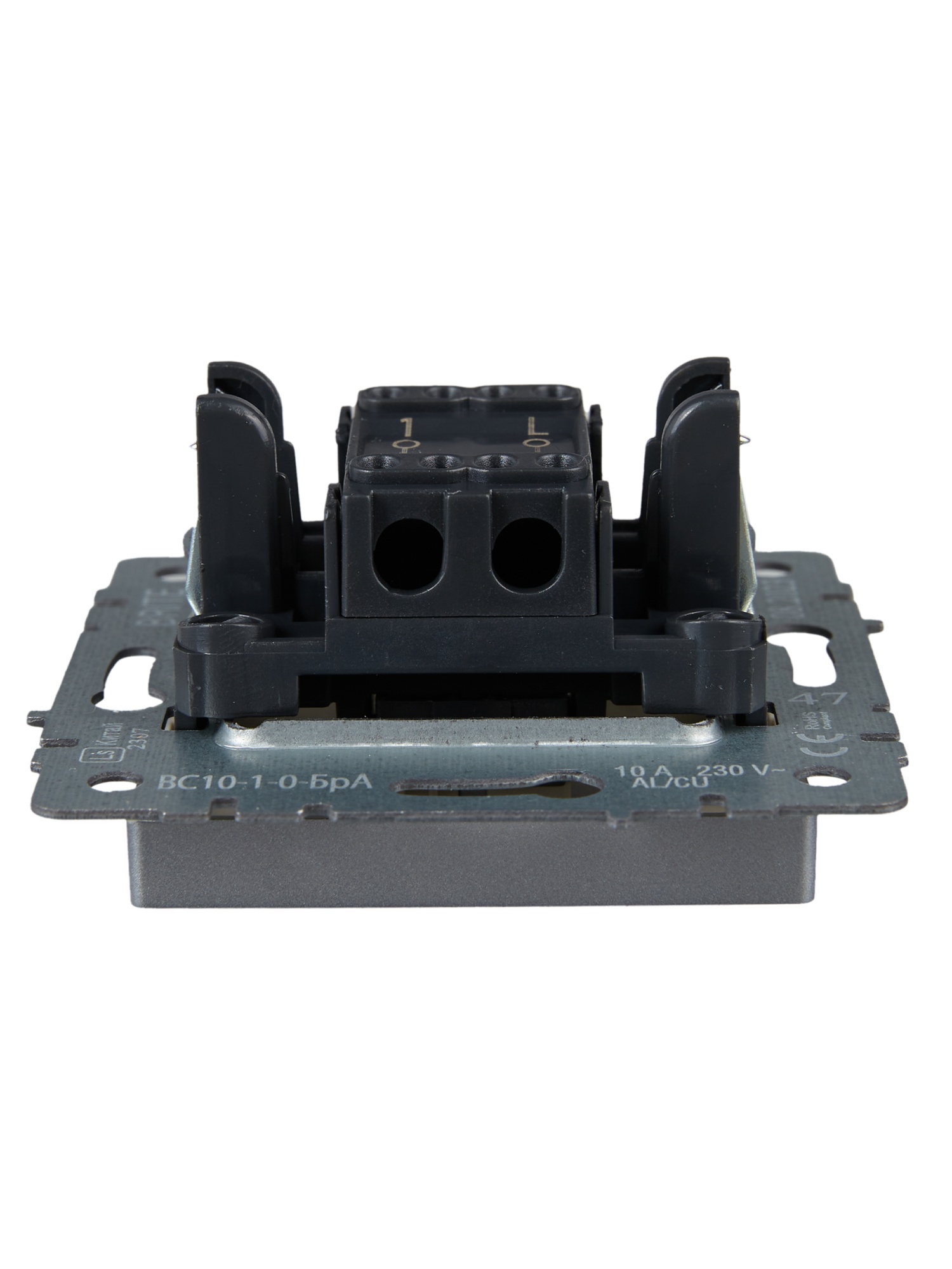 BRITE Выключатель 1-клавишный 10А ВС10-1-0-БрА алюминий IEK