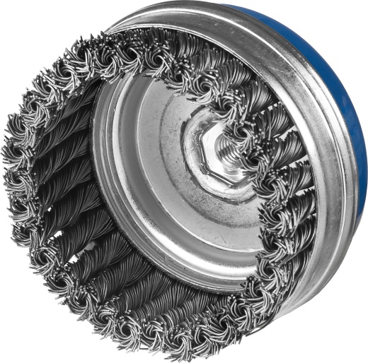 ЗУБР 120мм, М14 жгутированная стальная проволока, 0.5 мм, Щетка чашечная усиленная, Профессионал (35271-120)