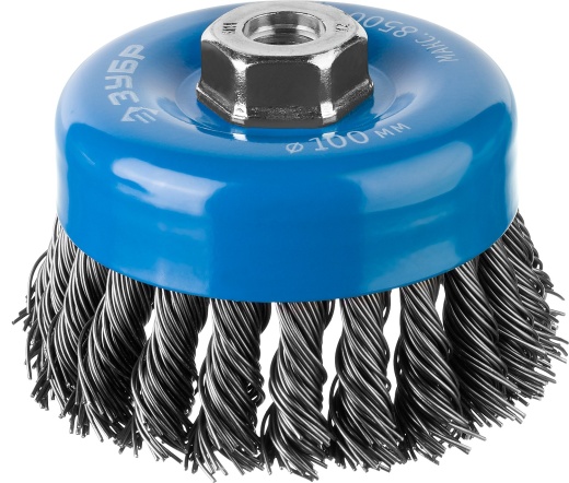 ЗУБР 100 мм, стальная проволока, 0.8 мм, Щетка чашечная, Профессионал (35277-100)