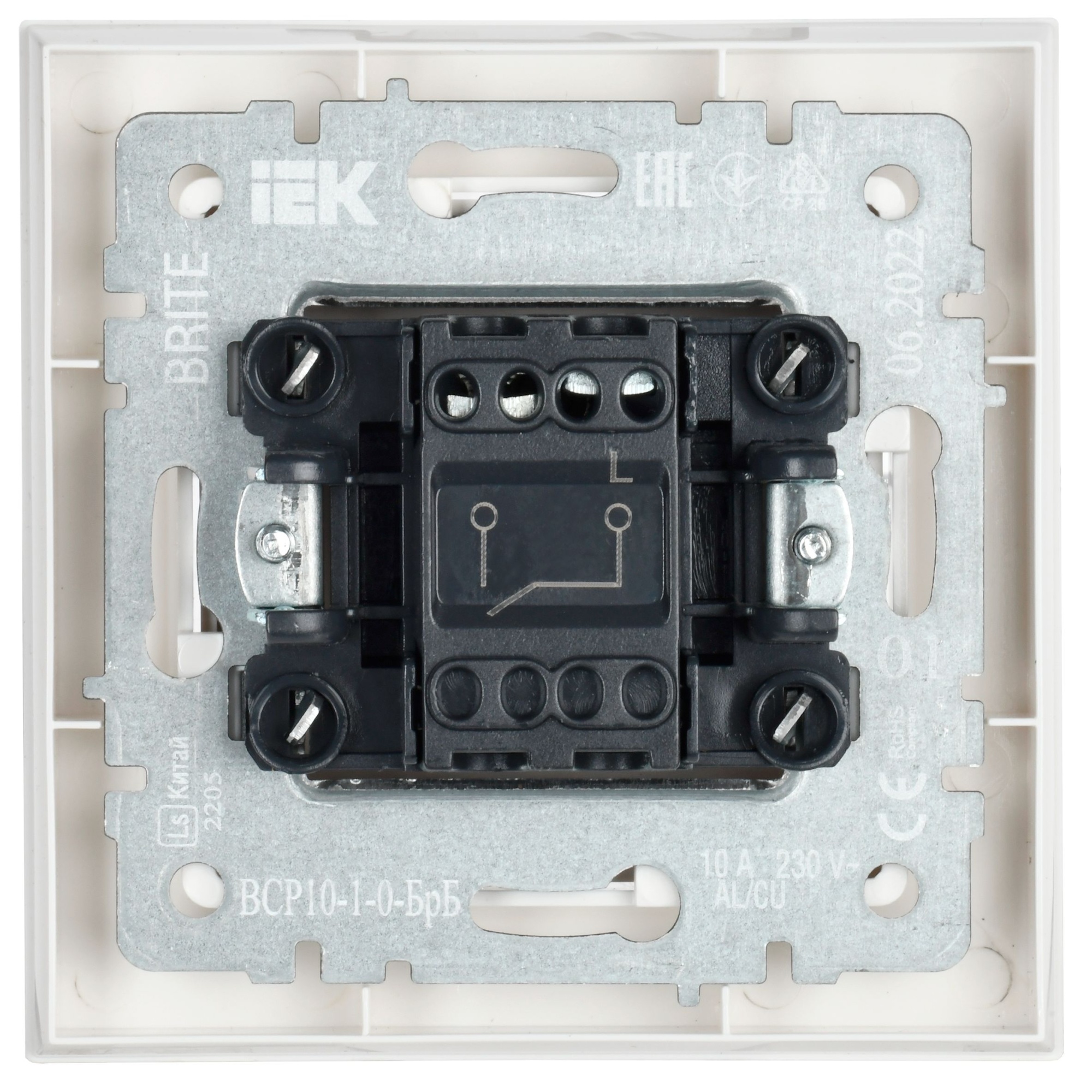 BRITE Выключатель 1-клавишный 10А в сборе ВСР10-1-0-БрБ белый IEK