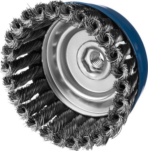 ЗУБР 120мм, М14 жгутированная стальная проволока, 0.5 мм, Щетка чашечная, Профессионал (35275-120)