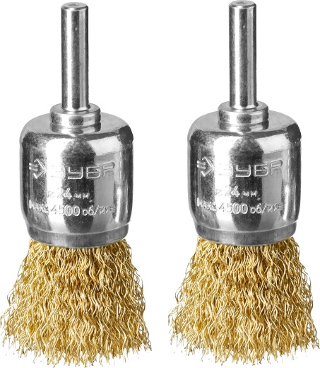 ЗУБР 2 шт., 24 мм, витая латунированная стальная проволока, 0.3 мм, Набор щеток-крацовок кистевых, Профессионал (35225-24-H2)
