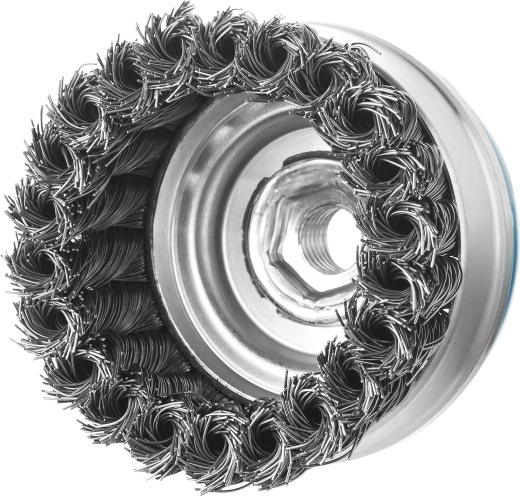 ЗУБР 80 мм, М14, жгутированная стальная проволока, 0.5 мм, Щетка чашечная усиленная, Профессионал (3527-080)