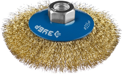 ЗУБР 115 мм, витая латунированная стальная проволока, 0.3 мм, Щетка коническая, Профессионал (35267-115)