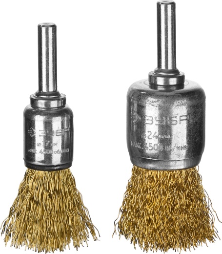 ЗУБР 2 шт., 15, 20 мм, витая стальная латунированная проволока, 0.3 мм, Набор щеток кистевых, Профессионал (3532-H2)